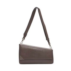 Calvin Klein Brown Basalt Asymmetrical Crossbody Bag with Adjustable Strap
